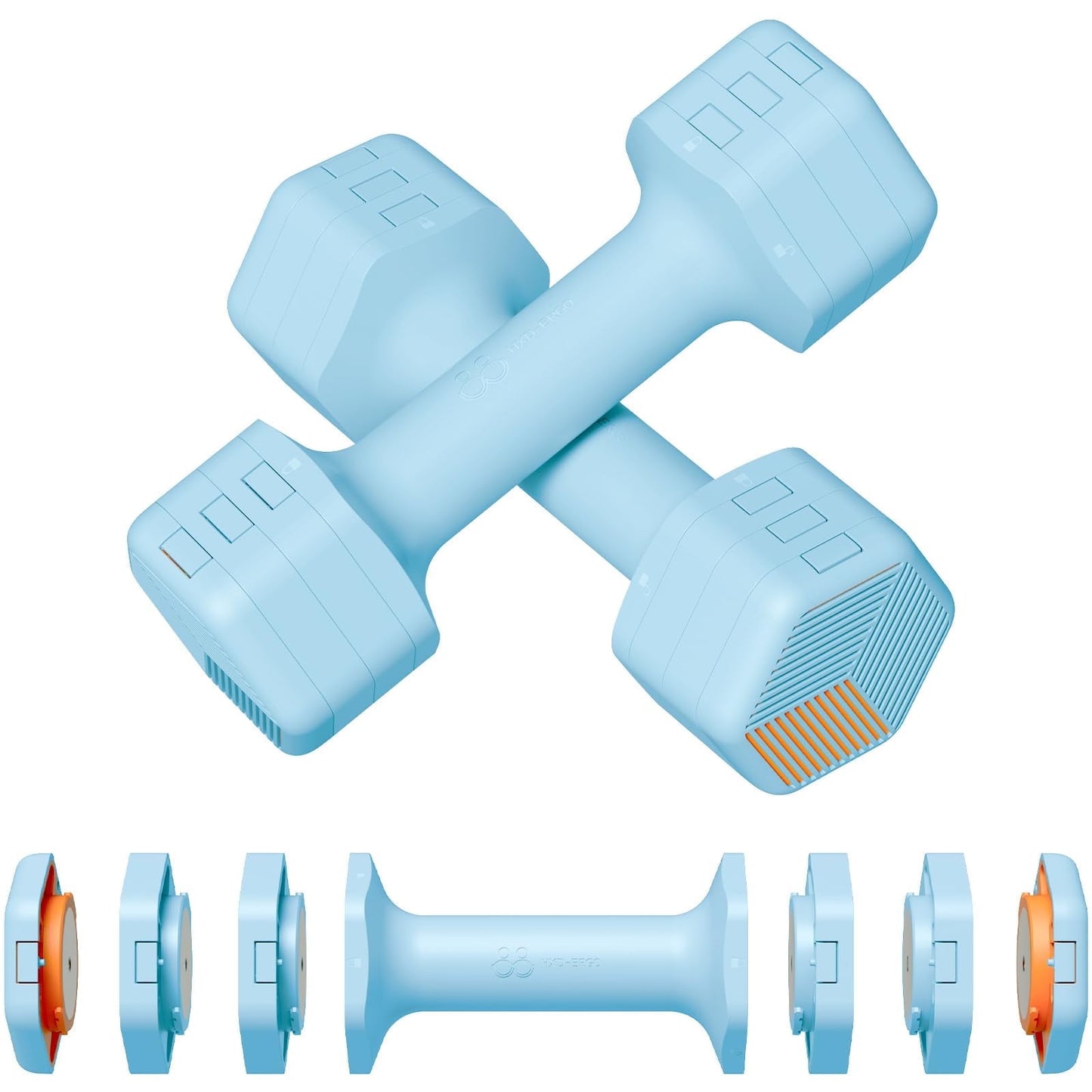 Adjustable Dumbbell Set of 2, 4 in 1 Free Weights Dumbbells Set for Women, Hand Weights for Women at Home, Each 2lb 3lb 4lb 5lb with TPU Soft Rubber Handle for Home Gym Exercise Training