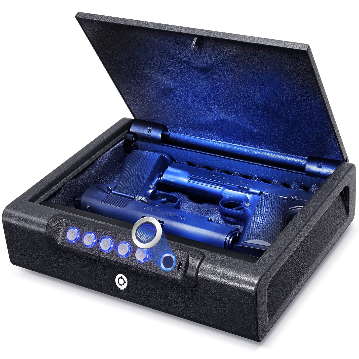 Sycees Biometric Gun Safe with Fingerprint, Keypad, & Key Access, 12.6" x 10.4" x 3.3"