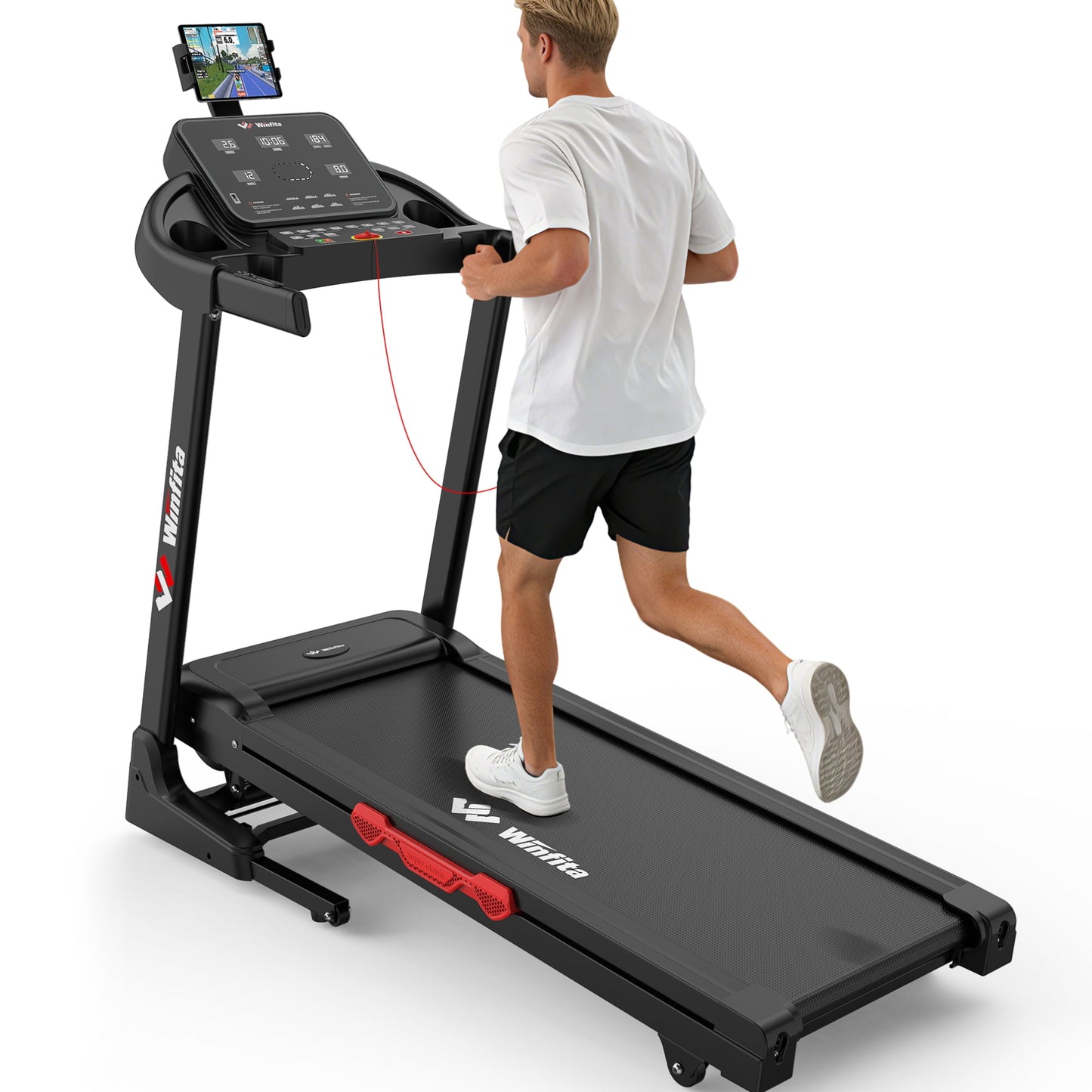 Auto Incline Treadmill, 12% Incline, 3.5HP, 8 MPH Running Jogging Machine, 17" Wide Belt, 300-400 lbs Capacity, Fitness Treadmill for Home with Bluetooth App
