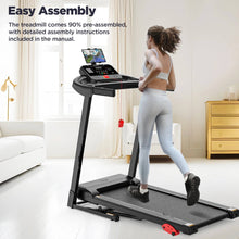 2.5HP Folding Treadmill for Home with Smart LCD Display, 300lbs Capacity, Adjustable Incline, 12+3 Programs, Music Speakers, Electric Treadmill Running Machine
