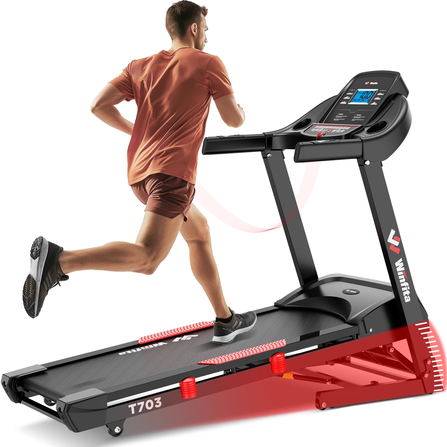 4.0HP Folding Exercise Treadmill with 15% Auto Incline, 300 lb Capacity, 10MPH Speed, 64 Programs, Portable Treadmill for Home Walking Running