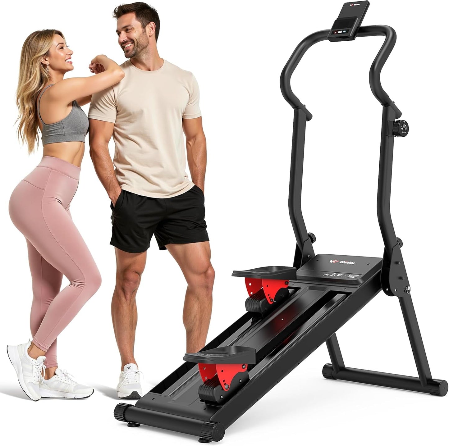 8 Levels Magnetic Stair Stepper for Home, Vertical Climber Adjustable Resistance Up to 77lbs, Folding Compact Cardio Stair Master, 350lbs Loading Capacity, LCD Monitor, 6+2 Powerful Magnetic System