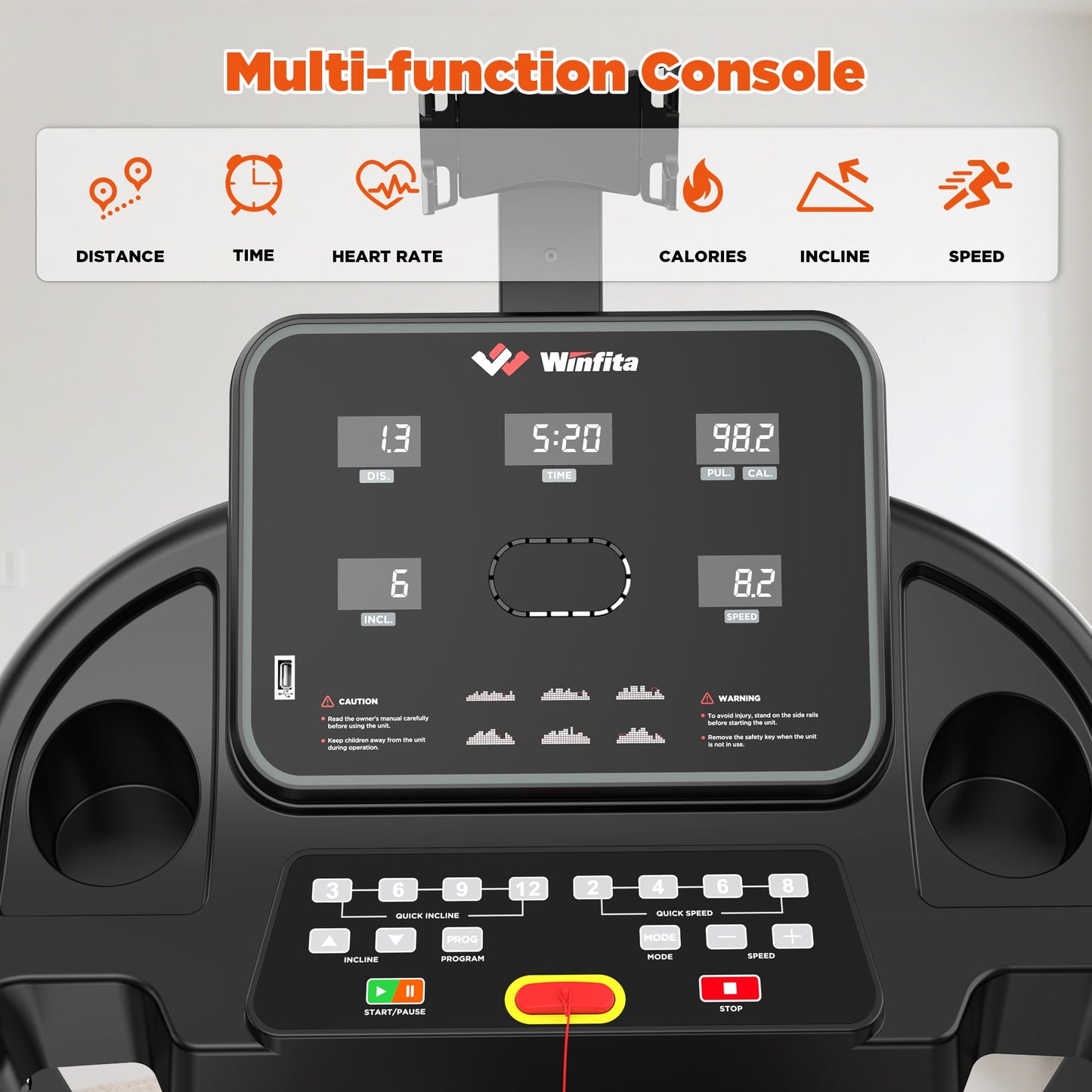 3.75HP Folding Treadmill 300 lbs Capacity, 3-Level Incline, 0.6-8MPH, 64+5+3+1 Programs, Quiet Motor, Bluetooth App – Compact Running Machine for Home