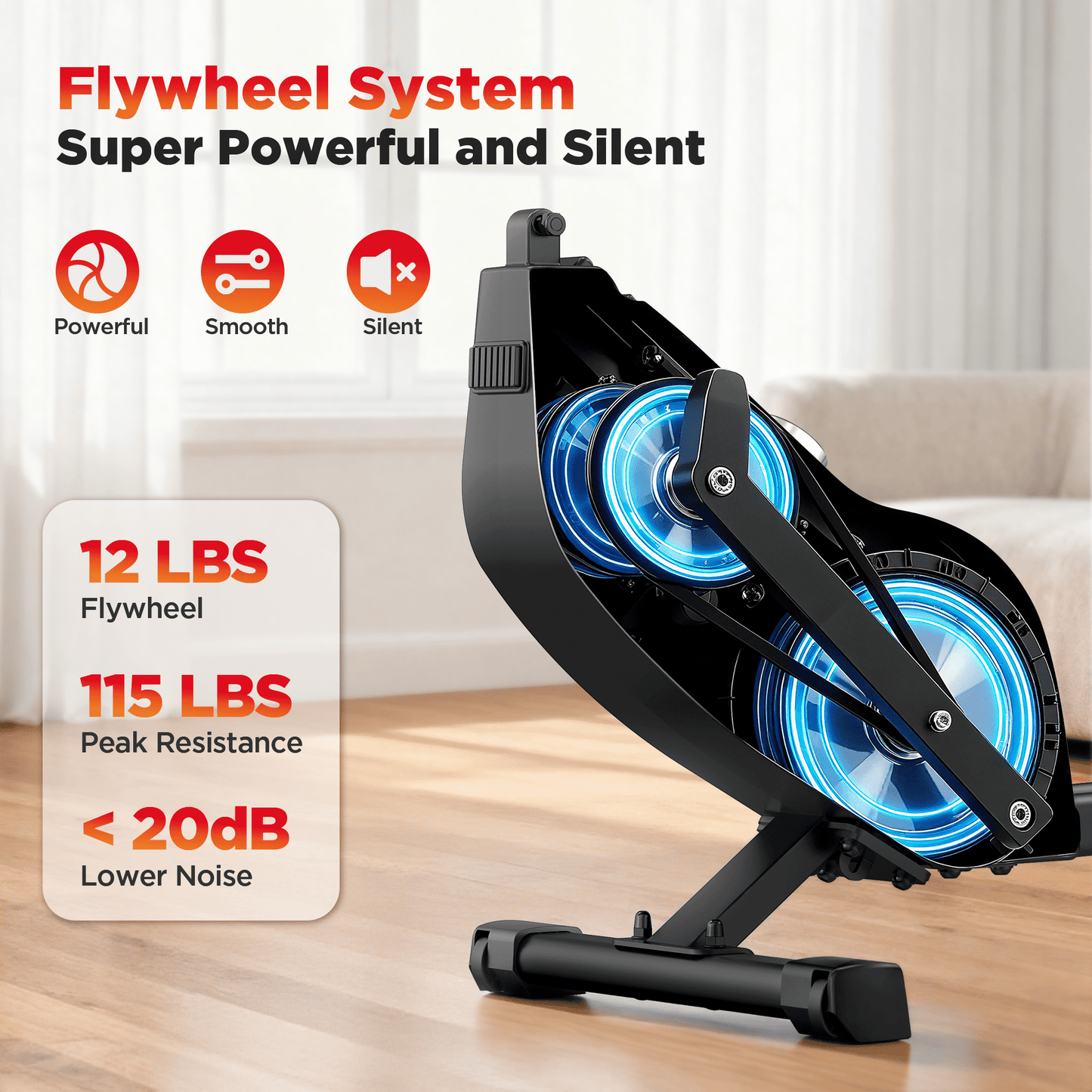 Magnetic Rowing Machine 350 LB Weight Capacity , Foldable Rower for Home Use with 32-Level Max 115lbs Adjustable Resistance and Bluetooth