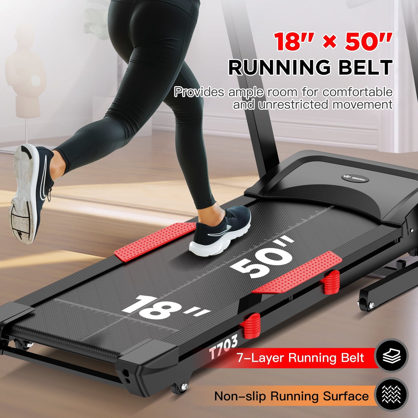 Winfita Treadmill with 15 Levels Auto Incline, 4HP 300LBS Capacity Electric Treadmill for Home Portable, 0.6-10MPH Speed, Easy Assembly, Pulse Sensor, Digital Display, Holder for Cup & Phone