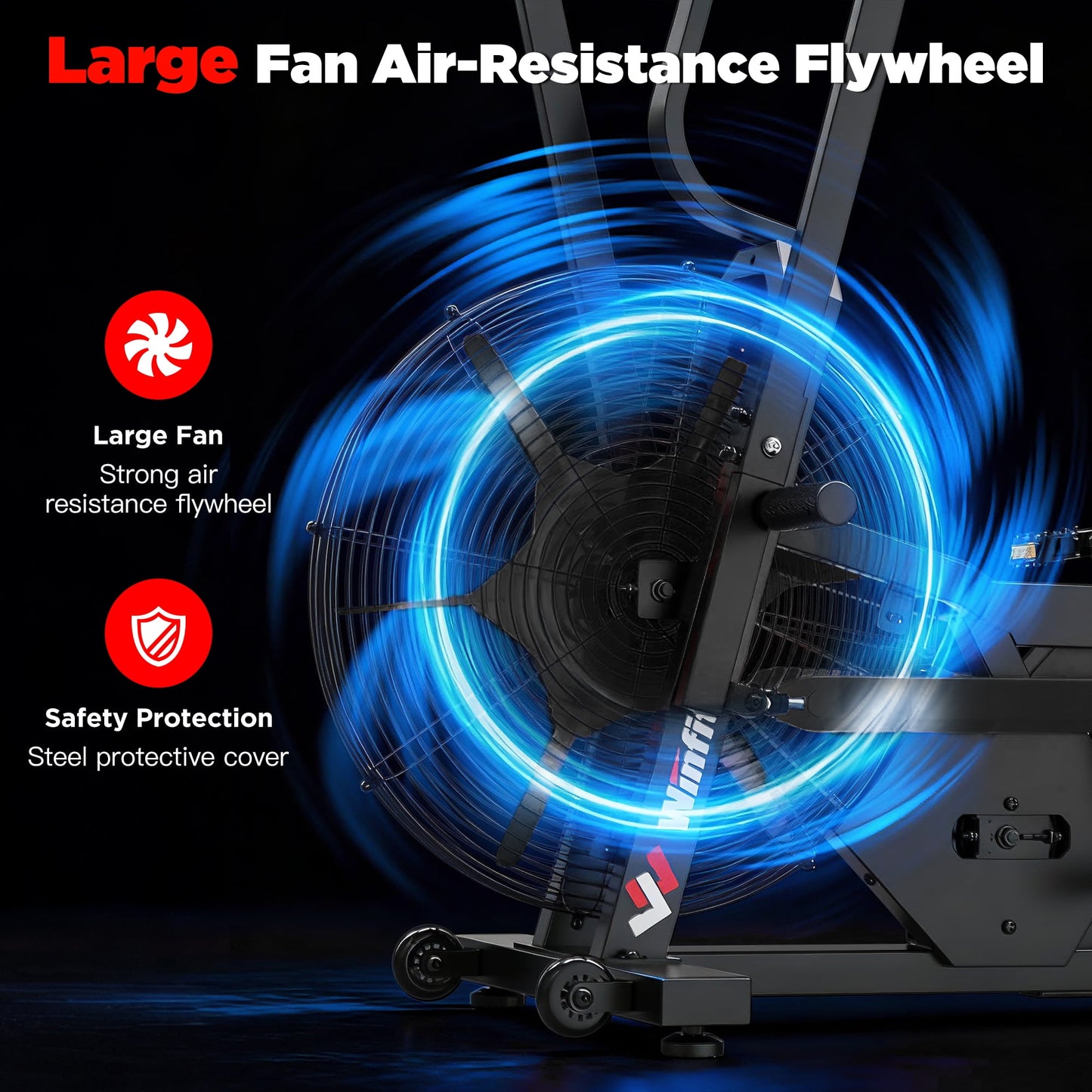 Fan Exercise Bike Upright AirBike Indoor Cycling Stationary Bicycle with Unlimited Air Resistance System, App Compatibility and Tablet Holder for Home Cardio Workout