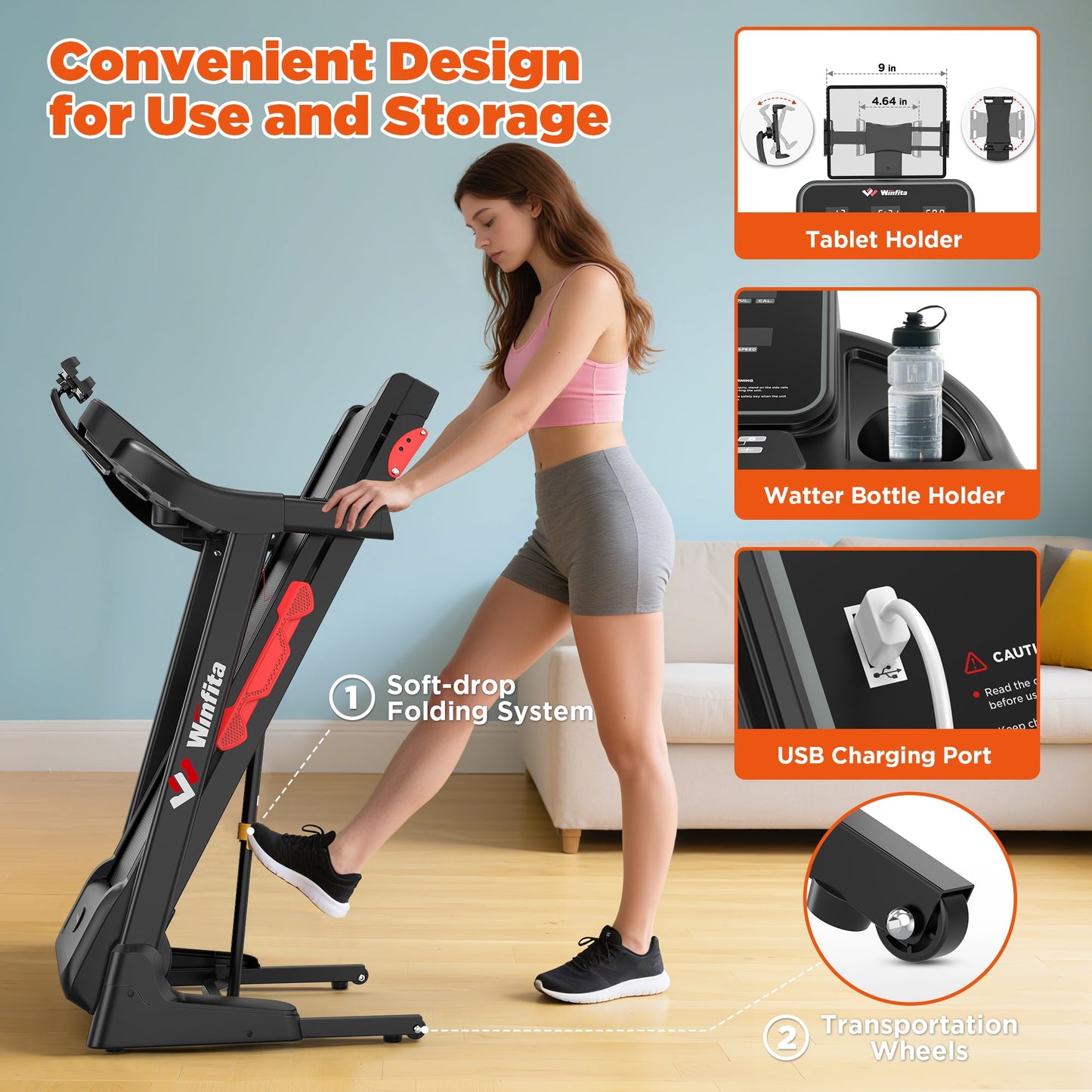 3.75HP Folding Treadmill 300 lbs Capacity, 3-Level Incline, 0.6-8MPH, 64+5+3+1 Programs, Quiet Motor, Bluetooth App – Compact Running Machine for Home