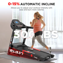 Winfita Treadmill with 15 Levels Auto Incline, 4HP 300LBS Capacity Electric Treadmill for Home Portable, 0.6-10MPH Speed, Easy Assembly, Pulse Sensor, Digital Display, Holder for Cup & Phone